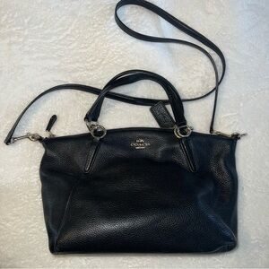 Black Coach Prairie Satchel Crossbody Bag with gold hardware